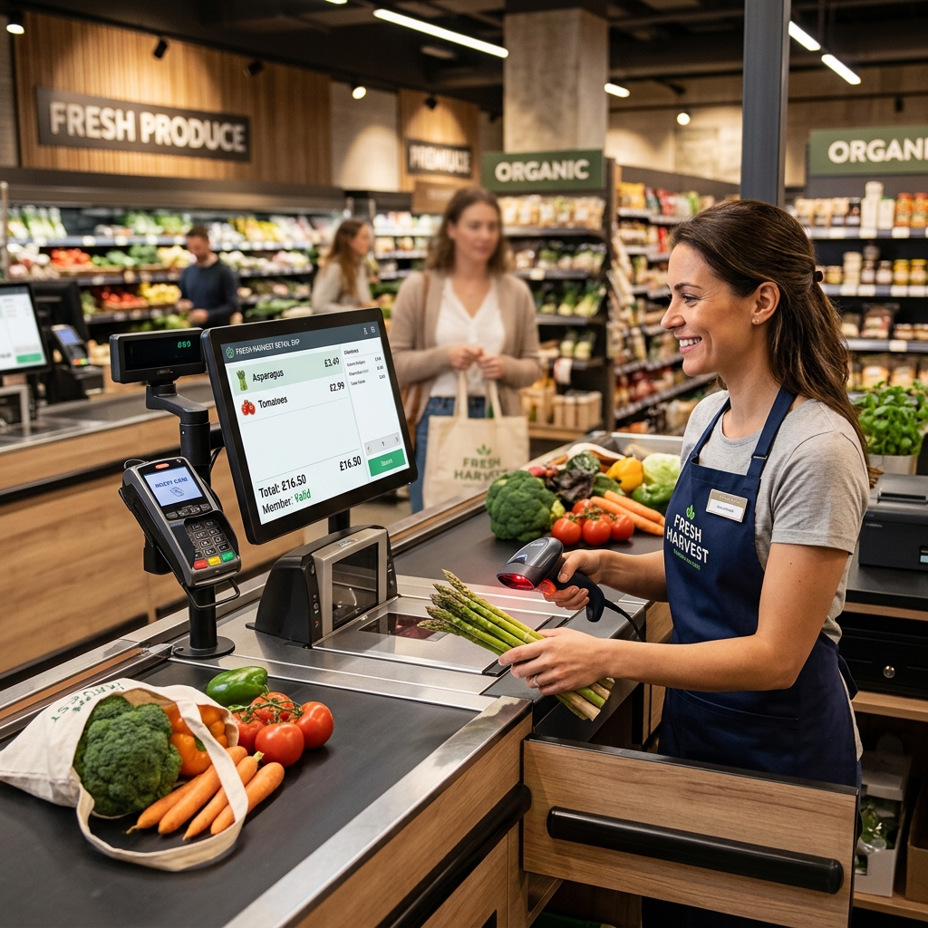 Supermarket checkout line and convenience store POS
